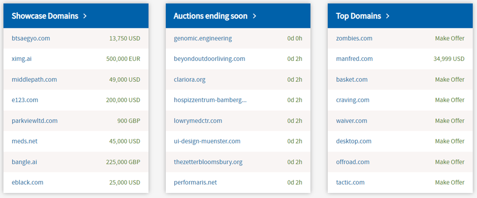 Sedo domain tools