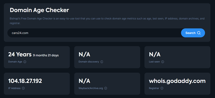 Domain age checker