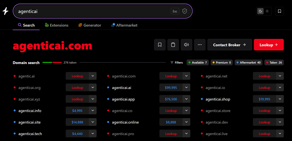 instant domain search