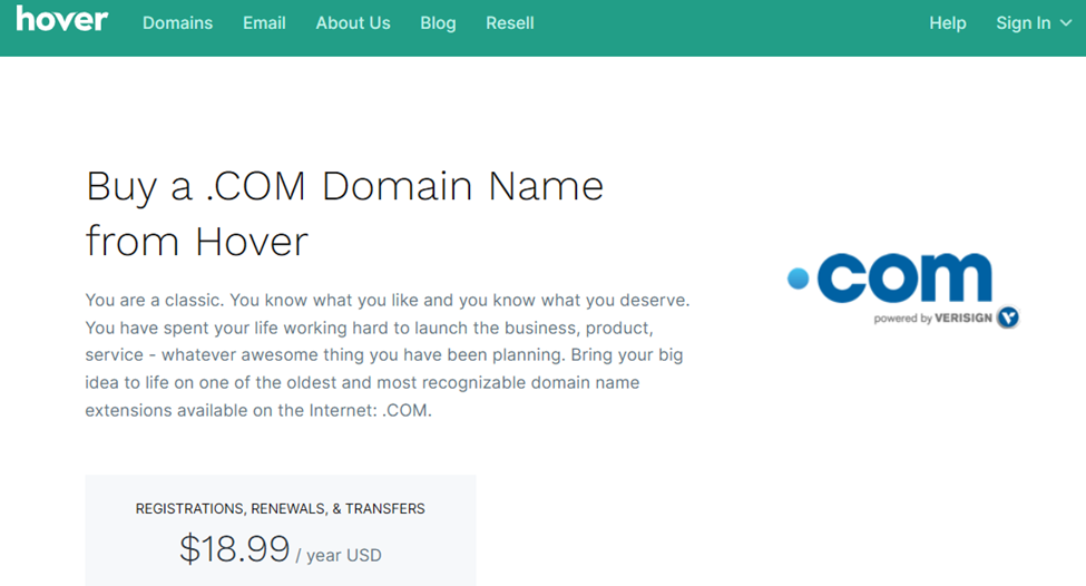 Hover domain register