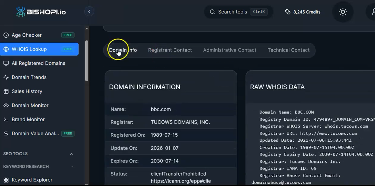 WhoIS lookup tool