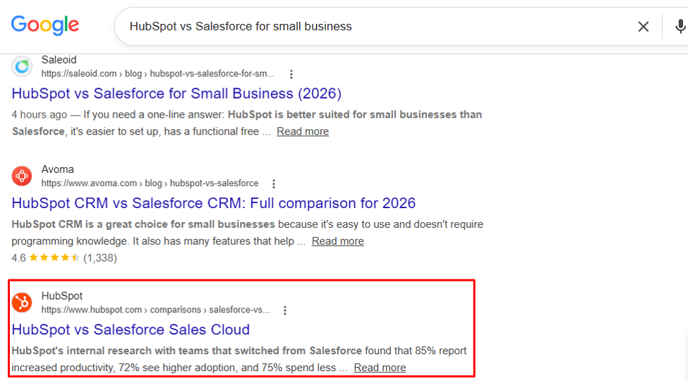 Hubspot comparison
