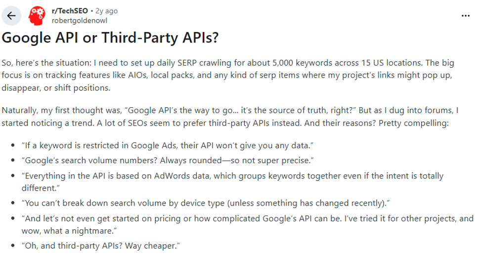 Google API Vs Third party