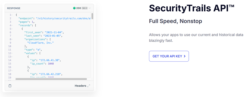 Security trails API
