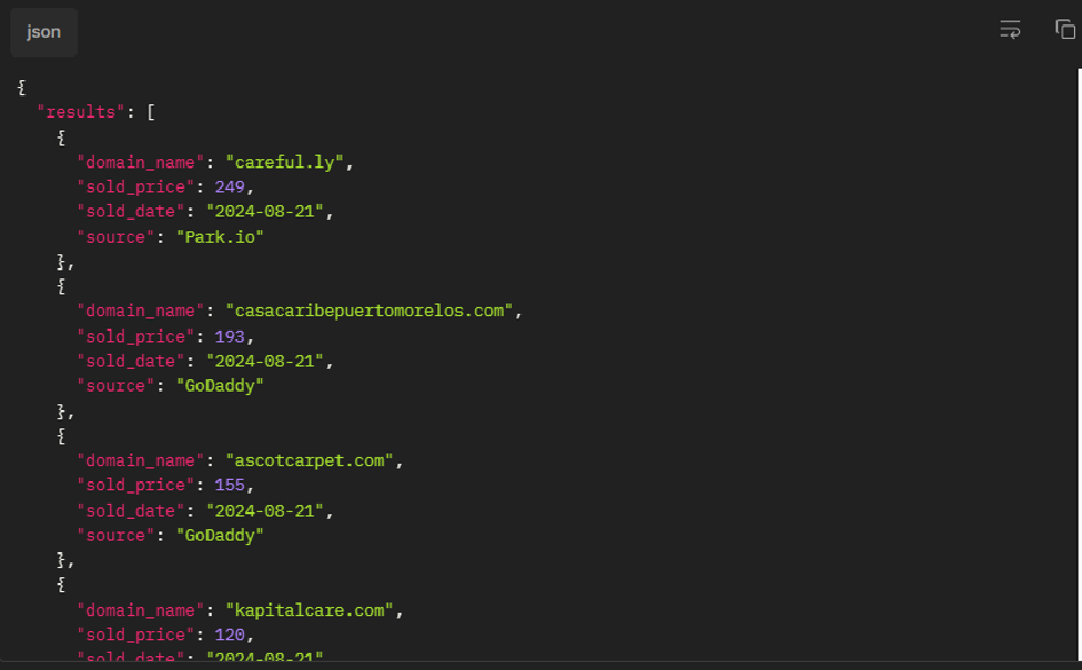 Domain sales API